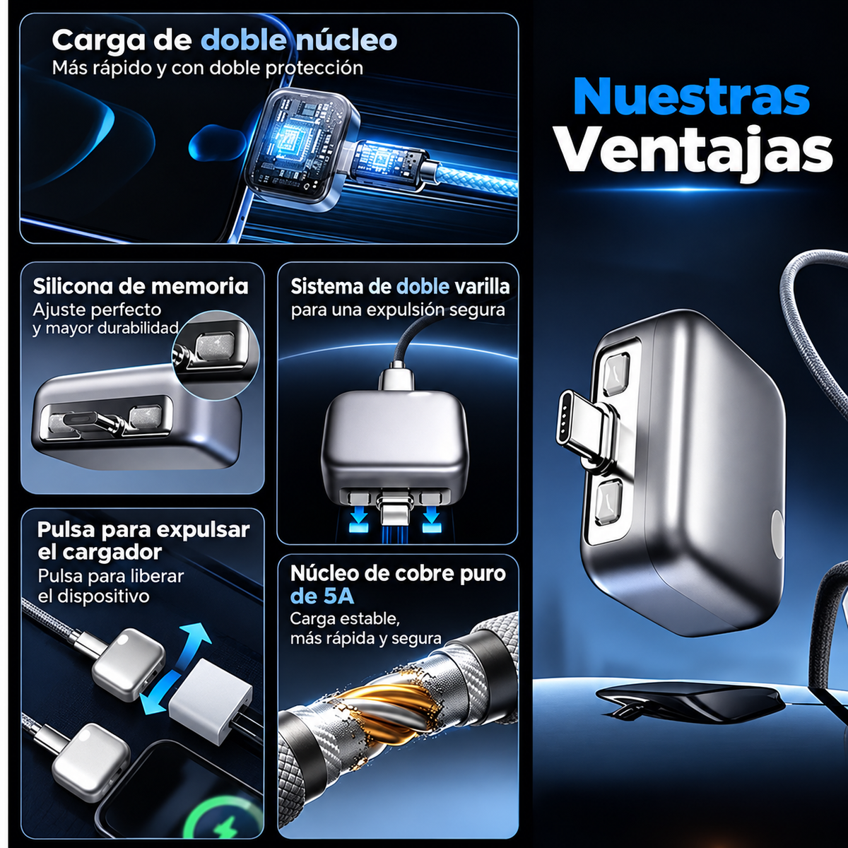 Cargador inteligente con desconexión automática al 100 %